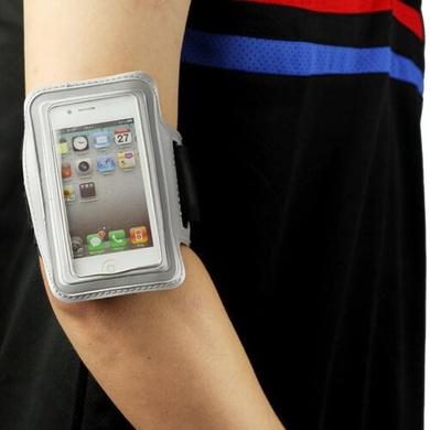 Неопреновый спортивный чехол на руку для Apple iPhone 4/4S, Серый
