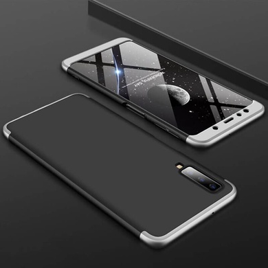 Пластикова накладка GKK LikGus 360 градусів (opp) для Samsung A750 Galaxy A7 (2018), Черный / Серебряный