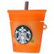 Силиконовый футляр Logo series для наушников AirPods 1/2 + карабин Starbucks Neon Cocktail / Orange