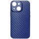 Кожаный чехол Leather Case Carbon series для Apple iPhone 13 mini (5.4") Синий