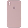 Чехол Silicone Case Square Full Camera Protective (AA) для Apple iPhone XS / X (5.8") Розовый / Pink Sand