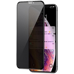 Захисне скло Privacy 5D (full glue) (тех.пак) для Apple iPhone 12 Pro / 12 (6.1 "), Чорний