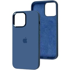 Чехол Silicone Case Metal Buttons (AA) для Apple iPhone 13 (6.1") Синий / Navy blue