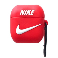 Силиконовый футляр Brand для наушников AirPods 1/2 + карабин Nike Red