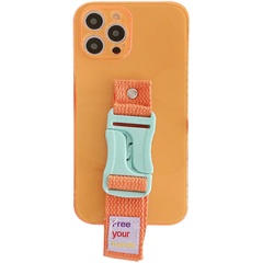 Чехол Handfree с цветным ремешком для Apple iPhone 12 Pro Max (6.7") Оранжевый