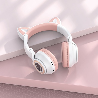 Накладні бездротові навушники BOROFONE BO18 Cat ear, Белый