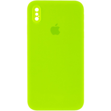 Чохол Silicone Case Square Full Camera Protective (AA) для Apple iPhone XS / X (5.8"), Салатовый / Neon Green