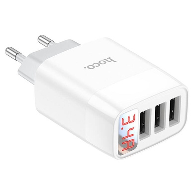 МЗП Hoco C93A Easy charge 3-port digital display charger, Белый