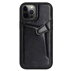 Кожаная накладка Nillkin Aoge (с карманом) для Apple iPhone 12 Pro / 12 (6.1") Черный