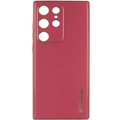Кожаный чехол Xshield для Samsung Galaxy S21 Ultra Бордовый / Plum Red