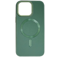 Кожаный чехол Bonbon Leather Metal Style with MagSafe для Apple iPhone 12 Pro Max (6.7") Зеленый / Pine green