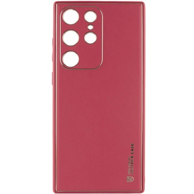 Шкіряний чохол Xshield для Samsung Galaxy S21 Ultra, Бордовый / Plum Red