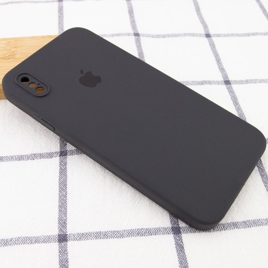 Чохол Silicone Case Square Full Camera Protective (AA) для Apple iPhone XS / X (5.8"), Сірий / Dark Gray
