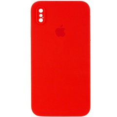 Чехол Silicone Case Square Full Camera Protective (AA) для Apple iPhone XS / X (5.8") Красный / Red