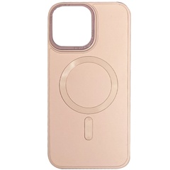 Кожаный чехол Bonbon Leather Metal Style with MagSafe для Apple iPhone 15 Plus (6.7") Розовый / Light pink