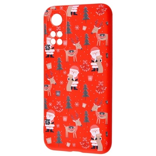 TPU чехол WAVE Fancy для Xiaomi Mi 10T / Mi 10T Pro, Santa Claus and Deer / Red