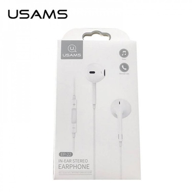 Наушники Usams EP-22 с микрофоном (3.5mm/1.2m) Белый