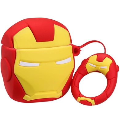 Силиконовый футляр Marvel & DC series для наушников AirPods 1/2 + кольцо Iron Man / Красный