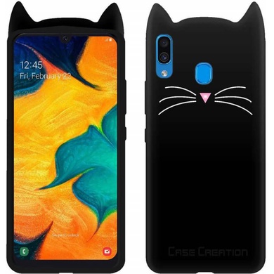 Силиконовая накладка 3D Cat для Samsung Galaxy A20 / A30 Черный