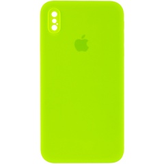 Чехол Silicone Case Square Full Camera Protective (AA) для Apple iPhone XS Max (6.5") Салатовый / Neon green