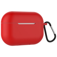 Силиконовый футляр для наушников Airpods Pro Slim + карабин Красный / Red