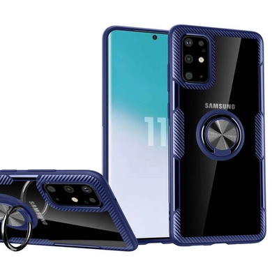TPU+PC чохол Deen CrystalRing під магнітний тримач Samsung Galaxy S20+, Бесцветный / Синий
