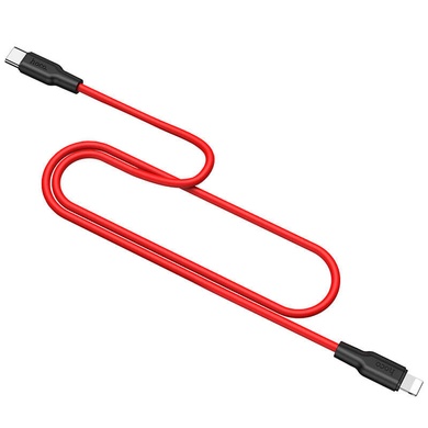 Дата кабель Hoco X21 Plus Silicone Type-C to Lightning (1m), Черный / Красный