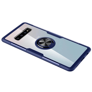 TPU+PC чехол Deen CrystalRing for Magnet (opp) для Samsung Galaxy S10+ Бесцветный / Синий