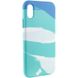 Чехол Silicone case full Aquarelle для Apple iPhone XR (6.1") Бирюзово-белый