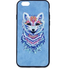 TPU+PC чехол Embroider Animals Soft series для Apple iPhone 7 / 8 (4.7"), Волк / Голубой