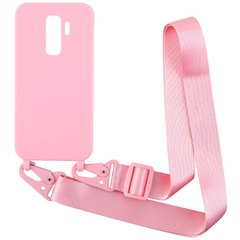 Чехол Crossbody с длинным цветным ремешком для Samsung Galaxy S9+ Розовый