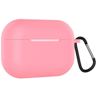 Силиконовый футляр для наушников Airpods Pro Slim + карабин Розовый / Light pink