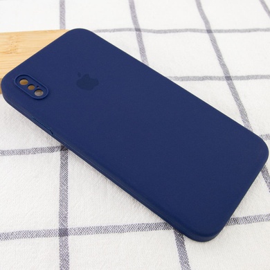 Чохол Silicone Case Square Full Camera Protective (AA) для Apple iPhone XS / X (5.8"), Темно-Синий / Midnight Blue