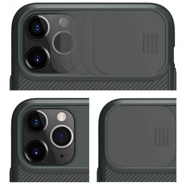 Карбоновая накладка Nillkin Camshield (шторка на камеру) для Apple iPhone 11 Pro Max (6.5") Зеленый / Dark Green