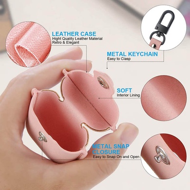 Шкіряний футляр Leather bag для навушників AirPods, Розовый