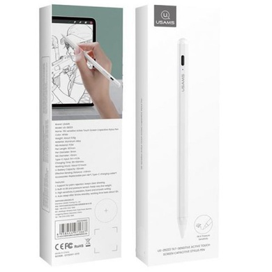 Стілус Usams US-ZB223 Tilt-sensitive Active Touch Capacitive for iPad, white