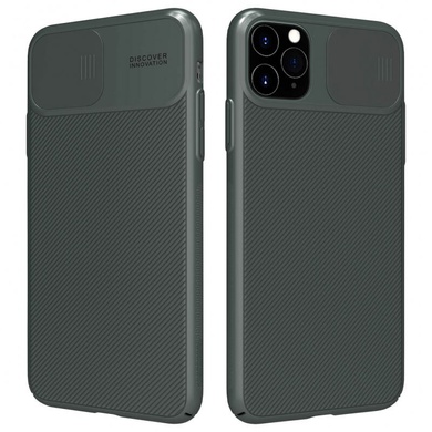 Карбоновая накладка Nillkin Camshield (шторка на камеру) для Apple iPhone 11 Pro Max (6.5") Зеленый / Dark Green