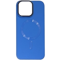 Кожаный чехол Bonbon Leather Metal Style with MagSafe для Apple iPhone 12 Pro Max (6.7") Синий / Indigo