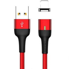Дата кабель USAMS US-SJ326 U28 Magnetic USB to Lightning (1m) (2.4A) Красный
