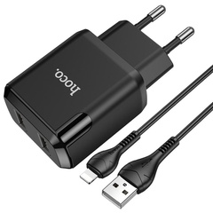 МЗП HOCO N7 (2USB / 2,1A) + USB - Lightning, Чорний