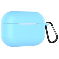 Силіконовий футляр для навушників Airpods Pro Slim + карабін, Голубой / Blue