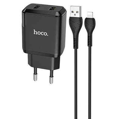 МЗП HOCO N7 (2USB / 2,1A) + USB - Lightning, Чорний