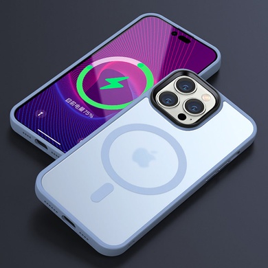 TPU+PC чехол Metal Buttons with MagSafe Colorful для Apple iPhone 13 Pro (6.1") Голубой