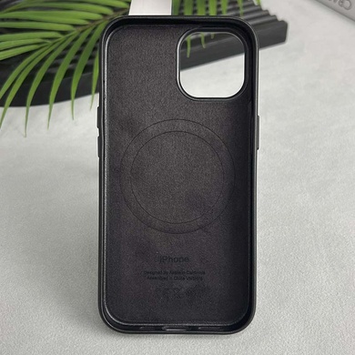 Кожаный чехол Leather Case (AAA) with MagSafe and Animation для Apple iPhone 15 Pro Max (6.7") Black