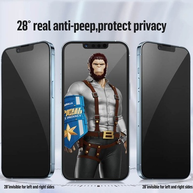 Защитное 2.5D стекло Blueo Full Cover Anti-Peep для Apple iPhone 13 Pro Max / 14 Plus (6.7") Черный