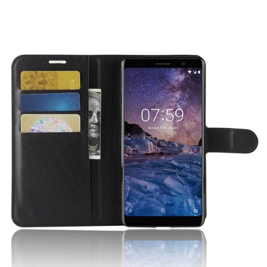 Чехол (книжка) Wallet с визитницей для Nokia 7 plus, Чорний