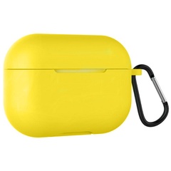 Силіконовий футляр для навушників Airpods Pro Slim + карабін, Желтый / Neon Yellow