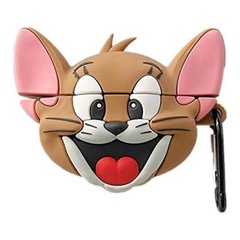 Силиконовый футляр Tom & Jerry series для наушников AirPods 3 + карабин Джерри/Коричневый