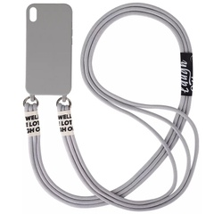Чехол Cord case c длинным цветным ремешком для Apple iPhone X / XS (5.8") Серый / Stone