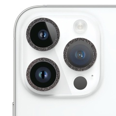 Захисне скло Metal Sparkles на камеру (в упак.) для Apple iPhone 15 Pro (6.1") /15 Pro Max (6.7"), Черный / Midnight